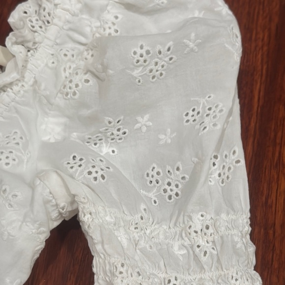 For Love And Lemons White Puff Sleeve Crop Blouse - Picture 4 of 5